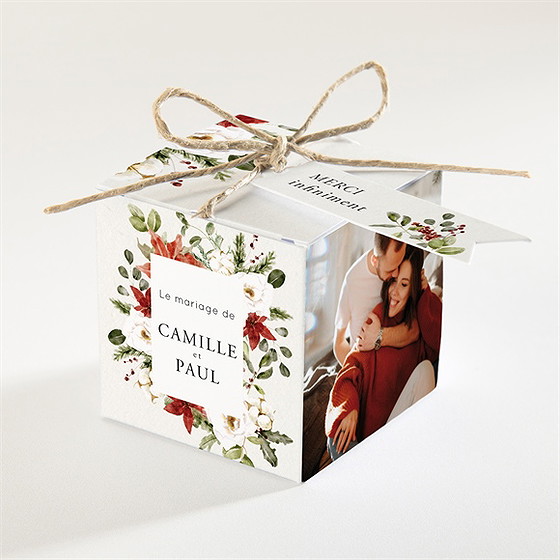 Boîte de dragées mariage fleurs d'hiver