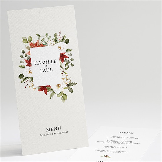 Menu mariage fleurs d'hiver