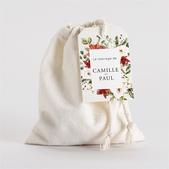 Pochon mariage  Fleurs d'hiver réf.N291857