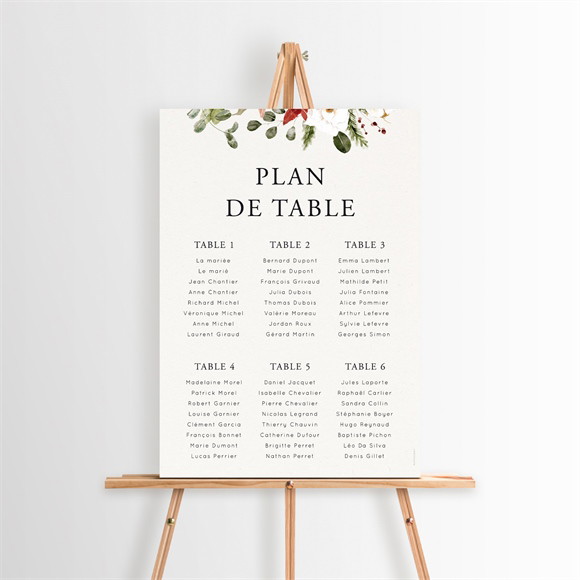 Plan de table mariage Fleurs d'hiver réf.N260317