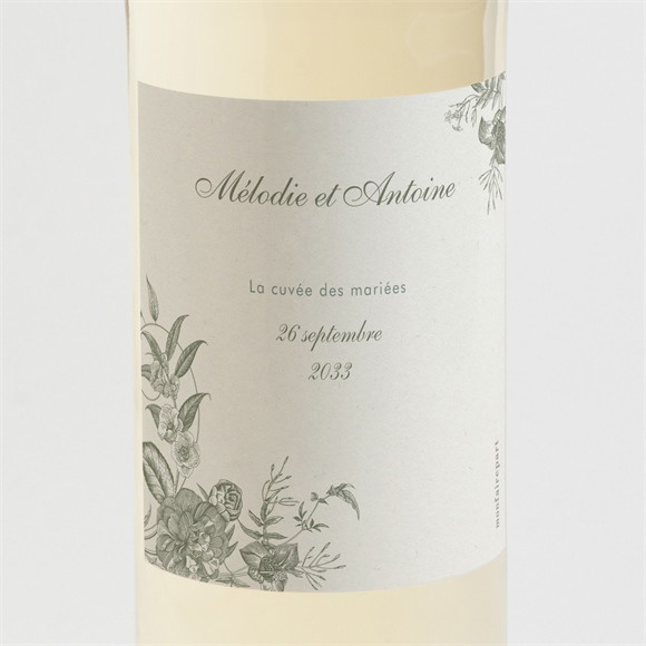 Etiquette de bouteille mariage Romance réf.N3002093