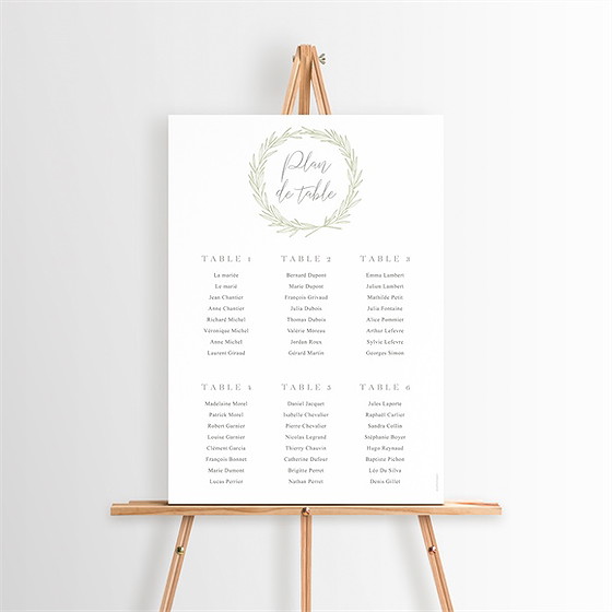 Plan de table mariage tendre elegance