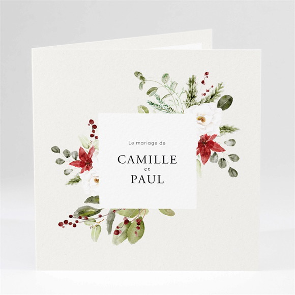 Faire-part mariage En rouge et blanc plié réf.N461119