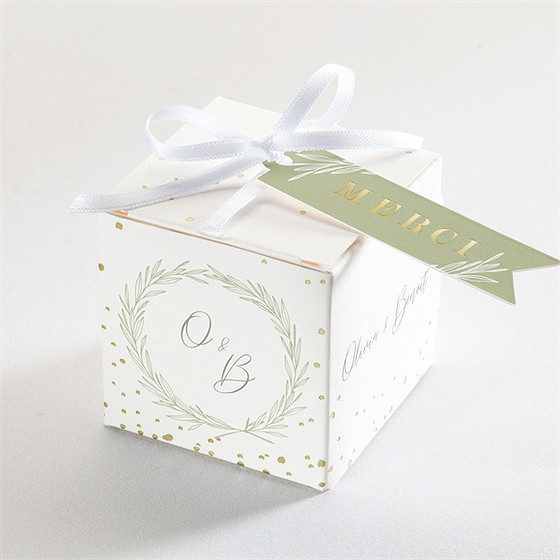 Boîte de dragées mariage tendre elegance dorure