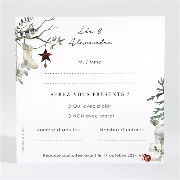 Carton réponse mariage En hiver réf.N3002096