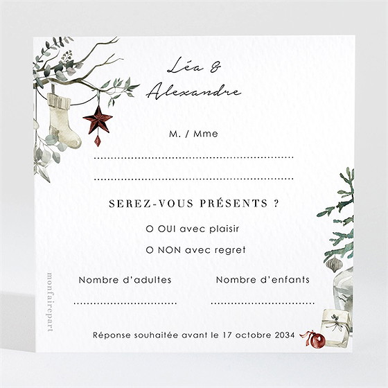 Carton réponse mariage en hiver