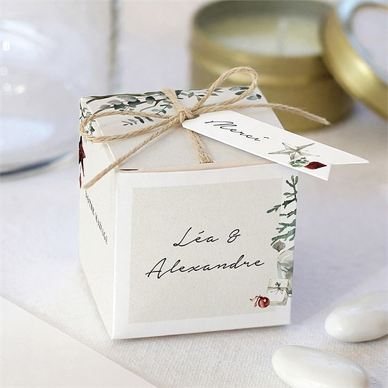 Boîte de dragées mariage en hiver