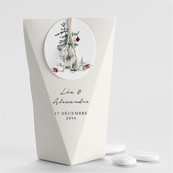 Boîte de dragées mariage en hiver étui