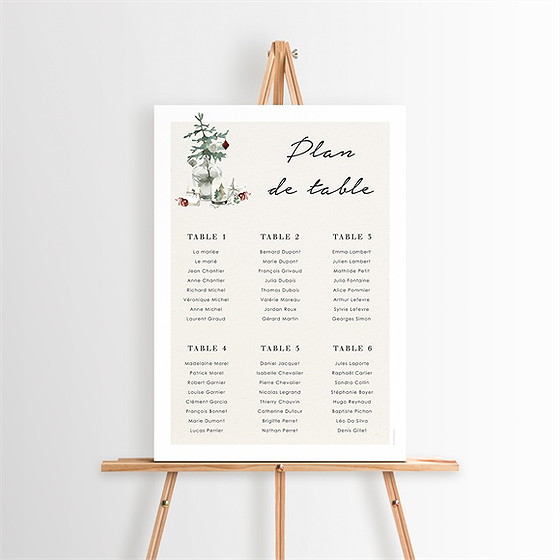 Plan de table mariage en hiver
