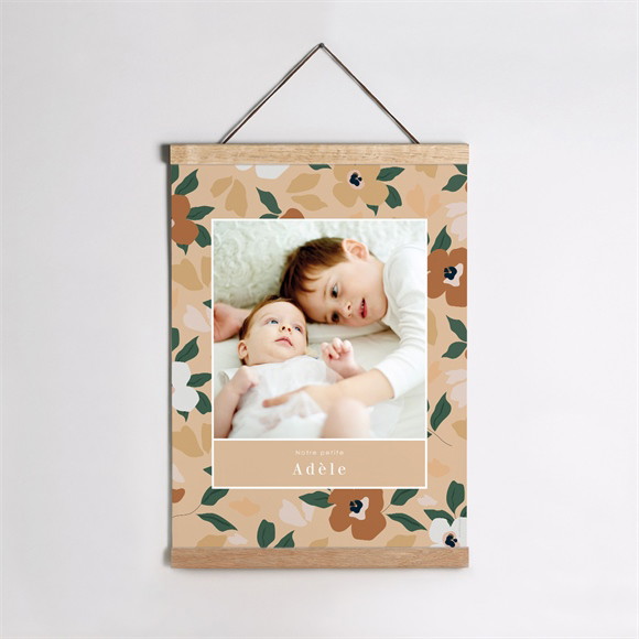 Affiche naissance Fleurs vintage réf.N260332