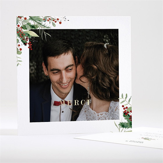 Remerciement mariage thème noël dorure