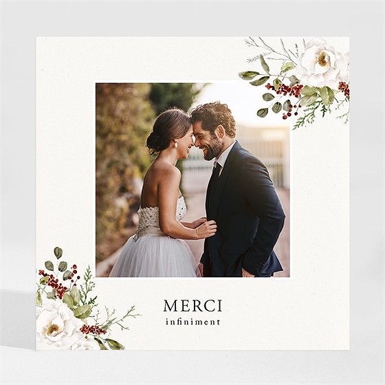 Remerciement mariage en rouge et blanc magnet