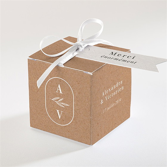 Boîte de dragées mariage capsule champetre