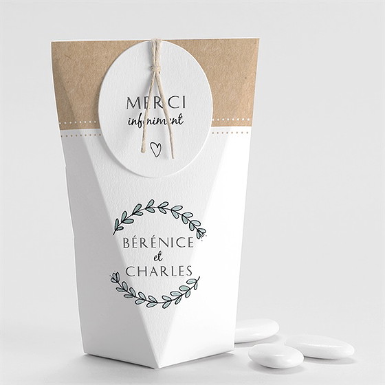 Boîte de dragées mariage avec programme étui