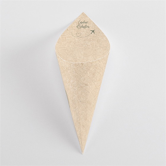 Cornet confettis mariage billet d'avion