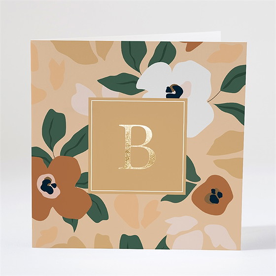 Faire-part naissance fleurs vintage dorure