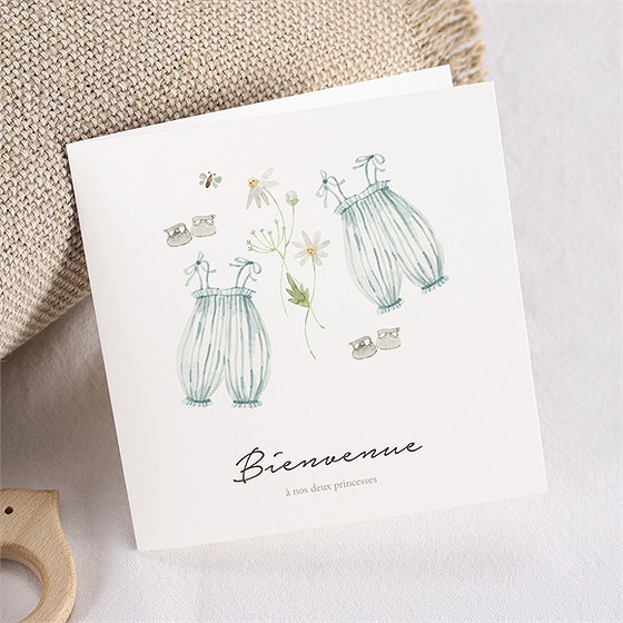 Faire-part naissance jumeaux barboteuse