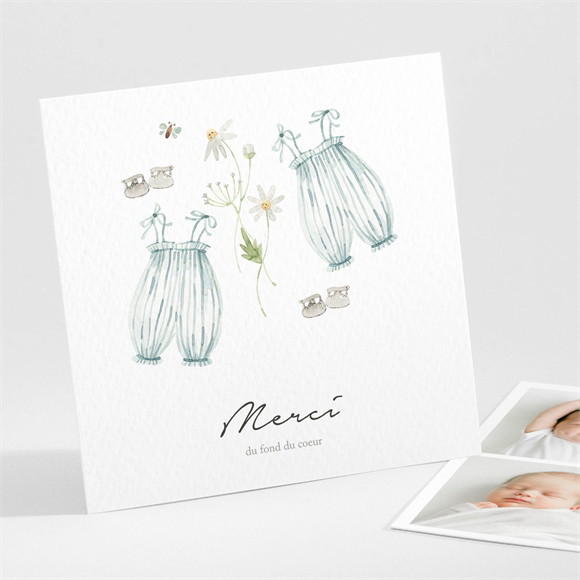 Remerciement naissance Jumeaux barboteuse réf.N301585