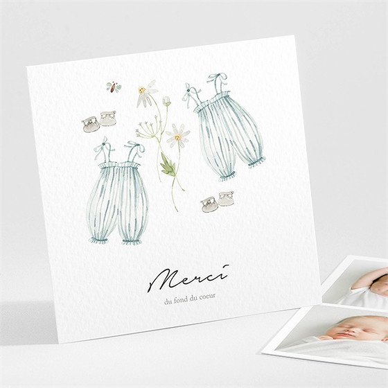 Remerciement naissance jumeaux barboteuse