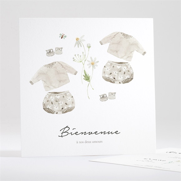 Faire-part naissance Bébé jumeaux carré réf.N351563