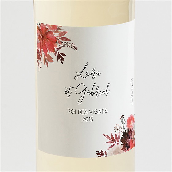 Etiquette de bouteille mariage bordeaux