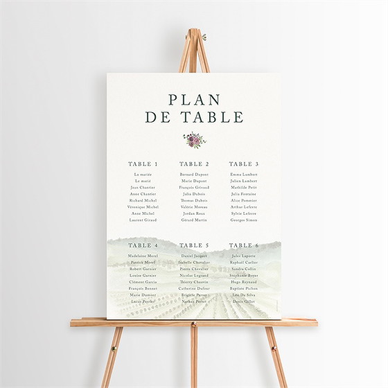 Plan de table mariage vigne