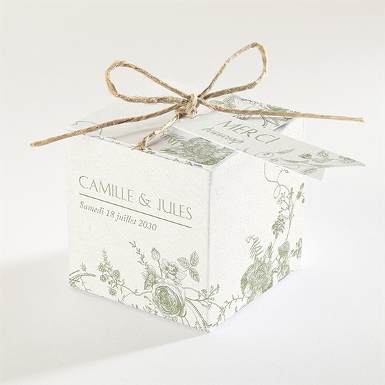 Boîte de dragées mariage arbre de vie cube