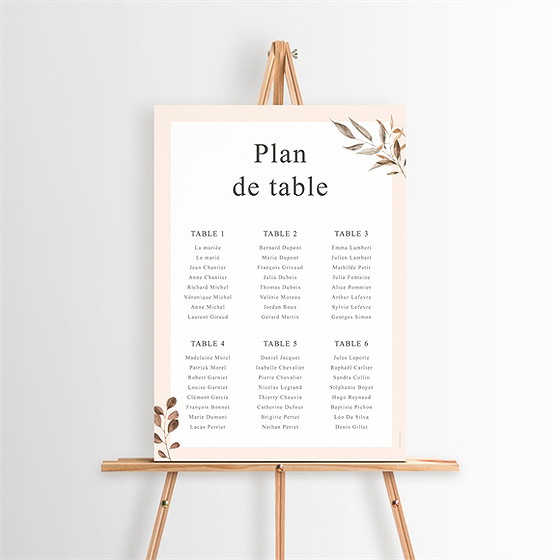 Plan de table mariage virevoltant
