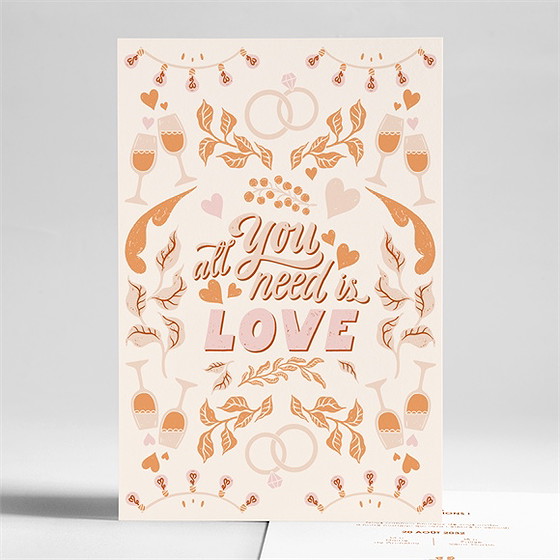 Faire-part mariage hippie portrait