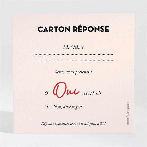 Carton réponse mariage Coeur réf.N3002147