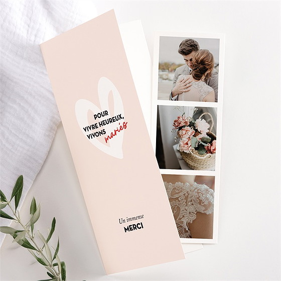 Remerciement mariage coeur