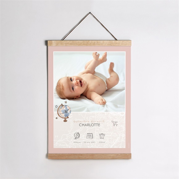 Affiche naissance Passeport fille réf.N260425