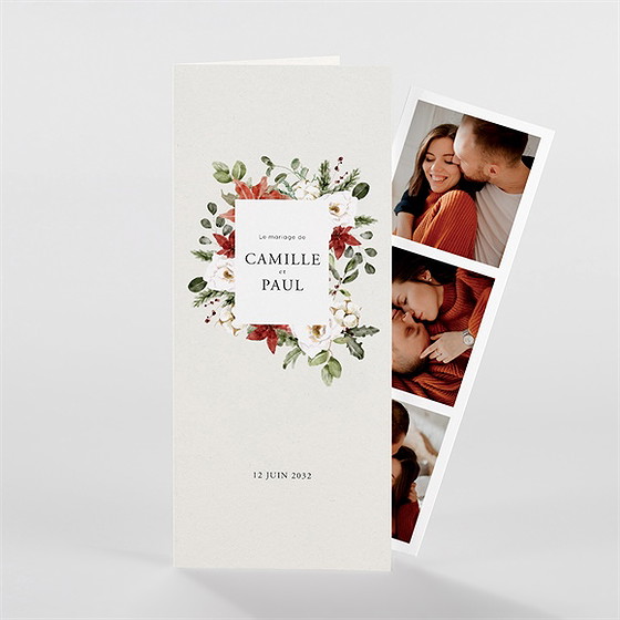 Faire-part mariage en rouge et blanc photomaton