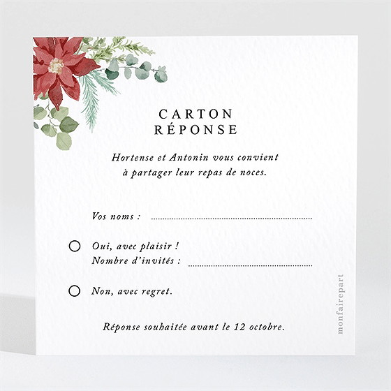 Carton réponse mariage douce subtilité