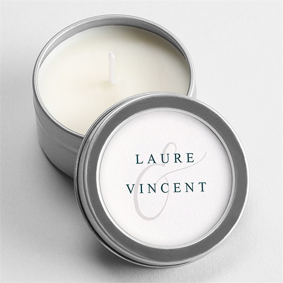 Bougie mariage hivernal argent