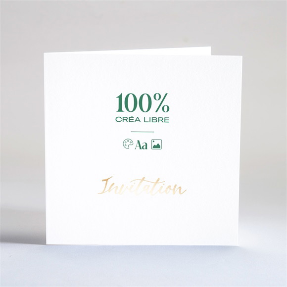 Faire-part mariage Création vierge pliée dorure réf.N461123