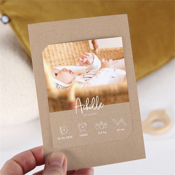 Faire-part naissance Kraft garçon Duo réf.N23145