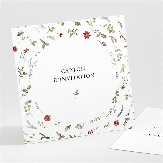 Carton d'invitation mariage ronde fleurie