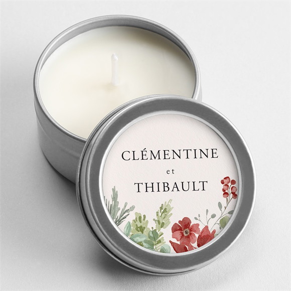 Bougie mariage Jardin fleuri argent réf.N3602265
