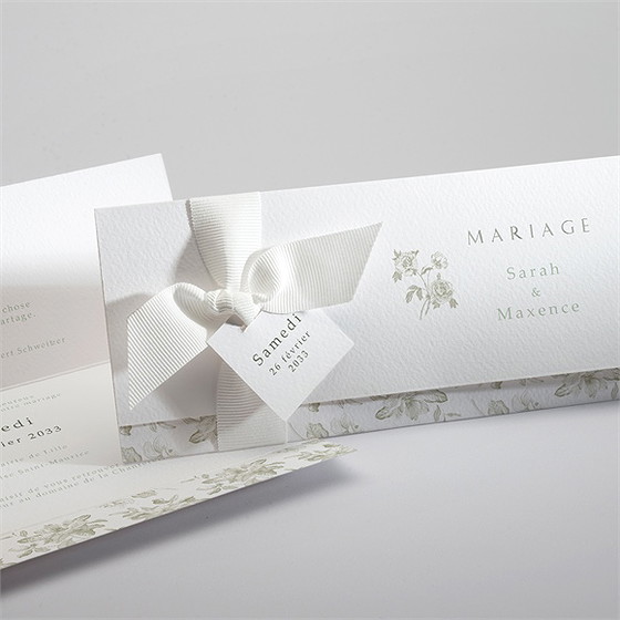 Faire-part mariage fleuri pochette
