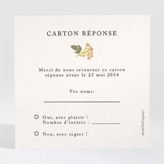 Carton réponse mariage hippie chic