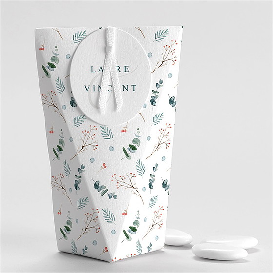 Boîte de dragées mariage hivernal étui