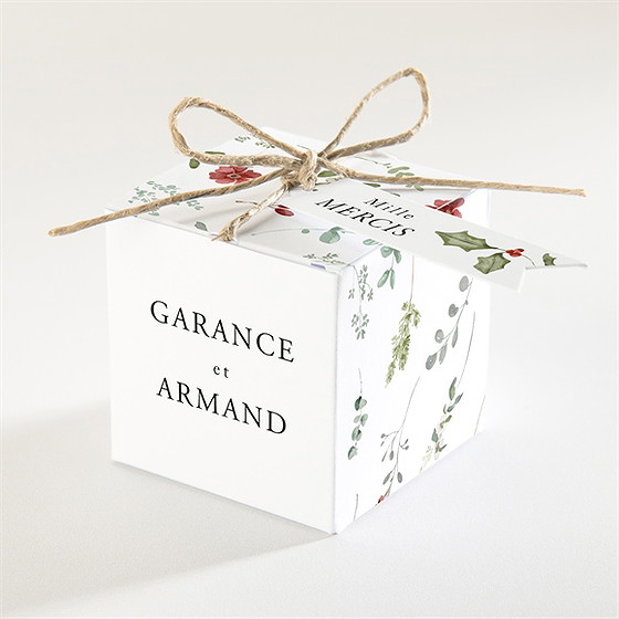 Boîte de dragées mariage ronde fleurie