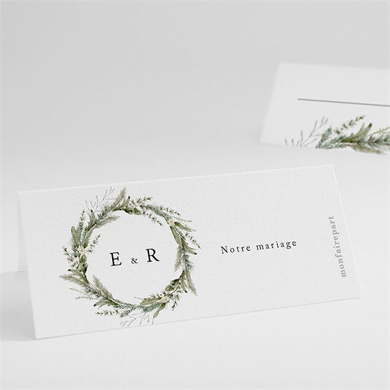 Marque-place mariage couronne d'hiver