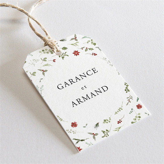 Etiquette mariage ronde fleurie