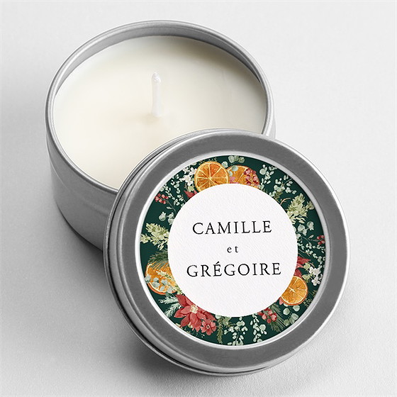 Bougie mariage orange de noël argent