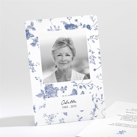 Faire-part décès Fleurs bleues réf.N211686