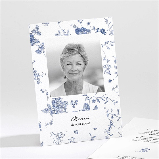 Remerciement décès fleurs bleues