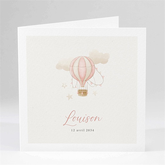 Faire-part naissance une montgolfière plié