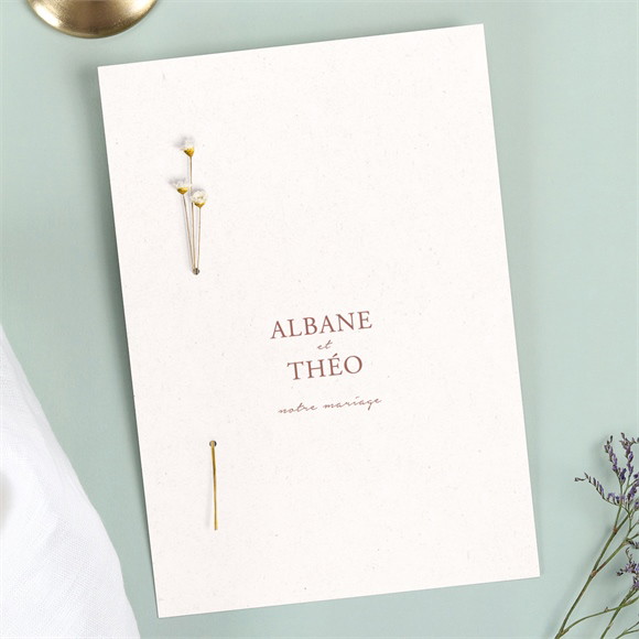 Faire-part mariage Poésie Boheme fleur séchée réf.N241295